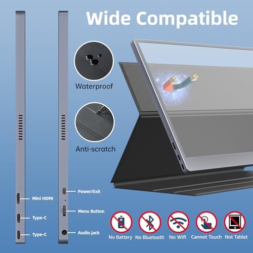 Upperizon Portable Monitor 15.6" 4K UHD 3840X2160 100% sRGB 60Hz IPS HDR HDMI USB-C Travel Monitor for Laptop MacBook PC Surface PS5 Xbox, Second Screen with Cover & Speakers, VESA Compatible - Image 4
