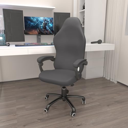 Gaming Chair Cover Waterproof Cat Proof, Stretchable Comfortable Cover for Gaming Chair with Armrest Covers Breathable Anti Scratch Protector for Big and Tall Reclining Game Chairs - Light Gray - Image 2