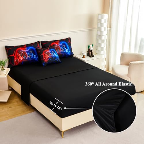 Boys Twin Comforter Set Gaming Bedding Set for Kids Teens Soft Microfiber 6 Pieces Gamer Bed in A Bag Set Red and Blue Geometric Gamepad Bedding Set for All Season(Red Blue, Twin) - Image 6