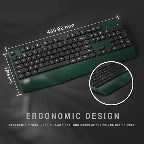 MPTOG Ergonomic Wireless Keyboard and Mouse Combo, Dark-Green Black - Image 4
