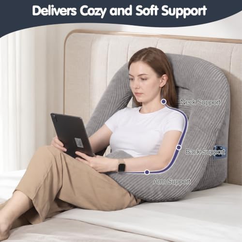 Reading Pillow for Bed Adult, 2-in-1 Back Rest Pillow for Sitting Up - Image 3