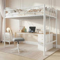 Garvee Loft Bed Twin Size with Safety Guardrail & Ladder,Metal Frame, White by Garvee