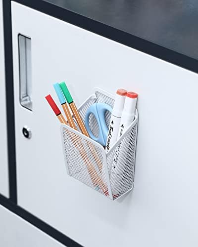Magnetic Pencil Holder,Mesh Stainless Steel Pen Basket, Metal Writing Utensil Storage Organizer for Whiteboard,Blackboard,Kitchen, Locker, Home, or Office - Image 7