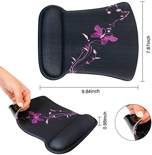 RICHEN Keyboard Wrist Rest Pad and Mouse Wrist Rest Support Mouse Pad Set,Durable & Comfortable & Lightweight for Easy Typing & Pain Relief-Ergonomic Support (Purple Butterfly) - Image 2