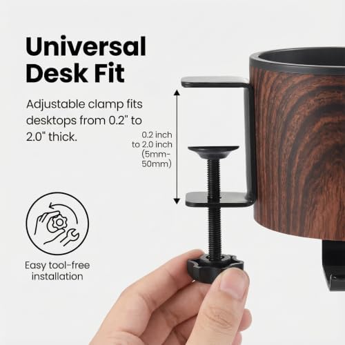 2-in-1 Desk Cup Holder with Headphone Hanger(Wooden Design) - Image 6