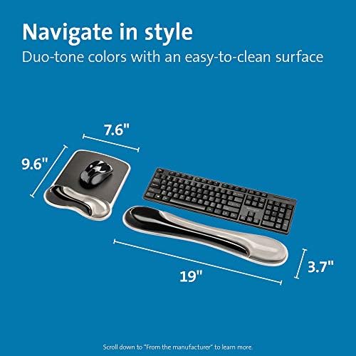Kensington Mousepad and Wrist Rest, Practical, Gel Pillow, 11-2/5"Wx17-7/10"Lx1-7/10"H,GY (KMW52500) Each, Gray - Image 2