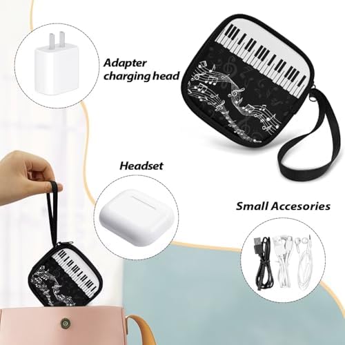 Piano Key Musical Notes Earphone Earbuds Case Portable Earbuds Carrying Case Phone Accessories Organizer with Handle for Earphone - Image 6
