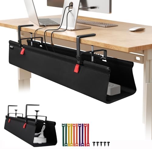 Under Desk Cable Management Tray No Drill,36Inch Cable Management,Black by SUREUP9