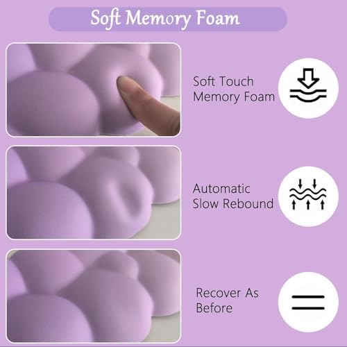Cloud Mouse Pad Keyboard Wrist Rest for Mouse 4PCS Extended Large Stars Galaxy Space Desk Mat Pad Set Memory Foam Non-Slip Cute Ergonomic Game Mouse Wrist Support for Computer Home Office Purple Sky - Image 5