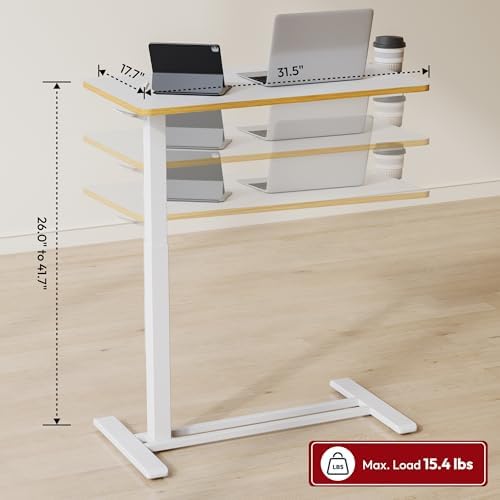 SANODESK 32'' Mobile Standing Desk with Hidden Wheels,Pneumatic Laptop Desk - Image 3
