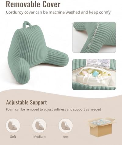 Blissful Diary Reading Pillow for Sitting in Bed, Flannel Back Pillow Bed Sitting Up for Adult & Children, Backrest Cushion for Sit Up in Couch or Floor, Dorm Essentials, Mint Green - Image 6