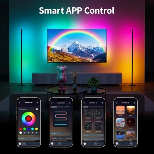 Smart RGBICW LED Corner Floor Lamp with App & Remote Control, 16 Million DIY Colors, Music Sync, Modern Color-Changing Ambient Lighting Standing Lamps for Living Room, Bedroom, Gaming Rooms - Image 4
