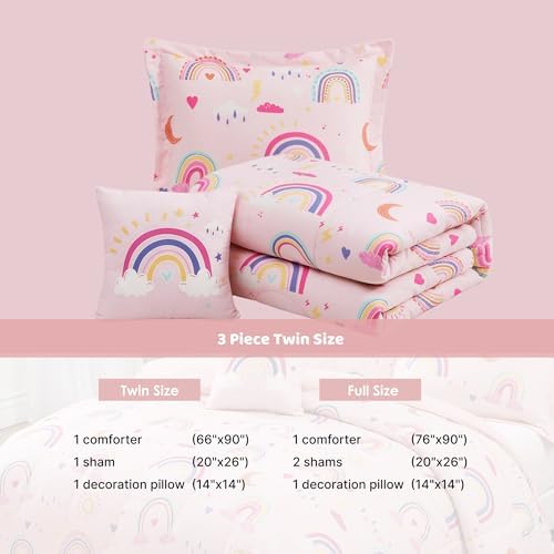Twin Comforter Set for Girls-3 Pieces Rainbow Glow in the Dark Twin Bedding - Image 6