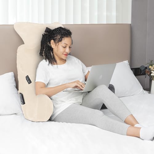 SLIGUY Reading Pillow-Bed Rest Pillow with Detachable Neck Roll & Higher Support Arm for Sitting in Bed Couch or Floor-Backrest Reading Pillow Adult Back Pillow for Reading/Watching TV/Gaming,Beige - Image 6