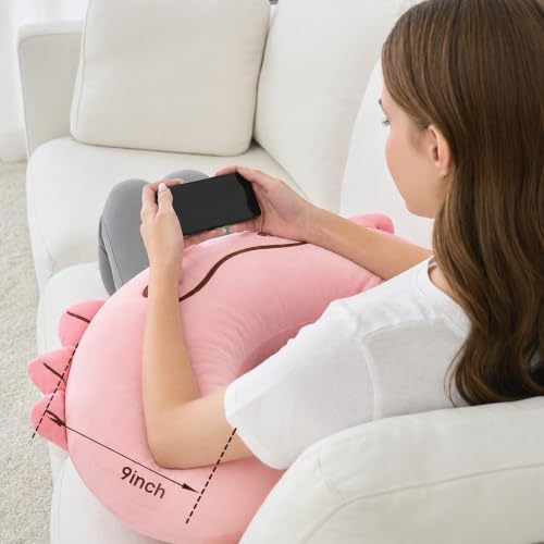 Cute Gaming Pillow for Lap - Plush Reading & Crocheting Pillow for Sitting in Bed, Soft Arm Support Cushion for Tablet/iPad, Kawaii Room Decor Gift Teen Girls & Pink Axolotl Lovers - Image 5