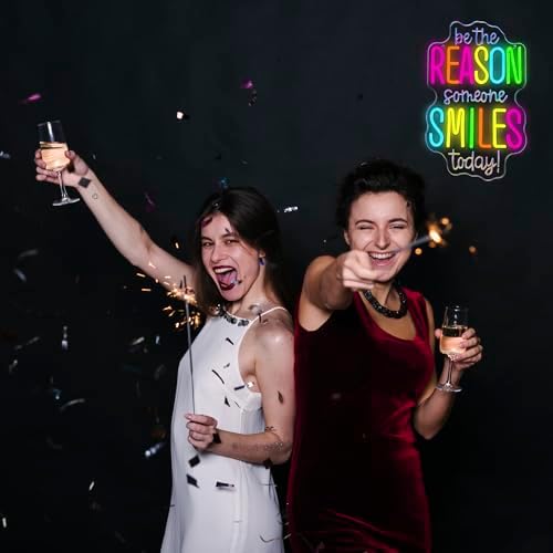 Allball Be The Reason Someone Smiles Today Neon Sign, Motivational Neon Light USB Powered LED Dimmable Inspirational Sign, for Classroom Office Bedroom Living Room Wall Decor(15.7 * 9.8 In) - Image 5