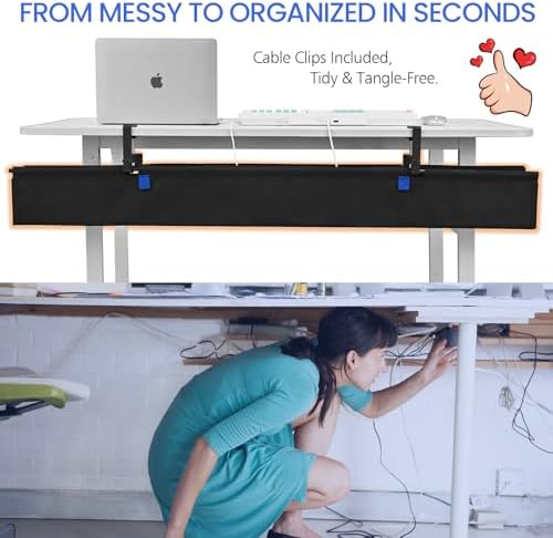 48" Under Desk Cable Management Tray- Clamp/Screw Mount Desk Cable Organizer Cable Tray Hiders for Office&Home - Image 2