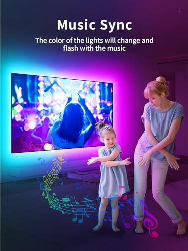KANTUTOE TV LED Backlight, 9.84ft LED Lights for 32-43in TV, RGB TV Lights Behind with Music Sync Bluetooth APP and Remote Control Strip Light USB Powered for Bedroom Home Decor - Image 5