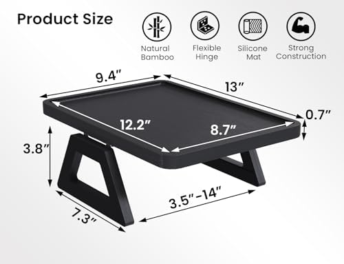 2 Pack Bamboo Couch Arm Tray,Folding Sofa Armrest Table（Black） - Image 6