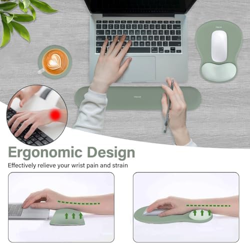 MOSISO Wrist Rest Support for Mouse Pad&Keyboard Set, Green - Image 5