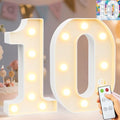 Pooqla 10th Birthday Decoration for Girls Boys, Decorative Marquee Numbers with Remote, Light Up 10 Sign for Party Backdrop 10th Wedding Anniversary Decor, Warm White and Cool White Number 10 by Pooqla