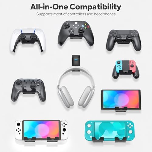 OIVO Controller & Headset Wall Mount Holder Stand, Foldable Headphone Stand, Gaming Controller Holder Hanger Hook, Universal Storage Organizer Controller/Earphone/Game Accessories-9 Packs - Image 2