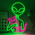 Alien Neon Sign for Wall Decor Dimmable Aliens Cat Led Lights Signs for Bedroom Green Neon Light for Game Room Man Cave Bedroom Party Decoration Gift for Kids Boys by Unknown