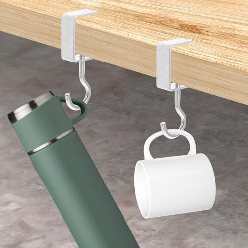 cobee Clamp-On Under Desk Hooks, Desk Mount Hanging Bag Holder Metal Hook - Image 7