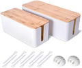 2Pack Cable Management Box,Wooden Style Cord Organizer Cord Hide Box by Naeety