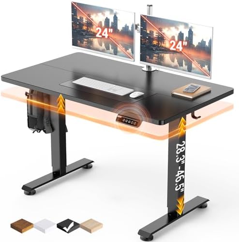 Veken 47.2 Inch Large Electric Standing Desk, Gaming Table, Black by Veken