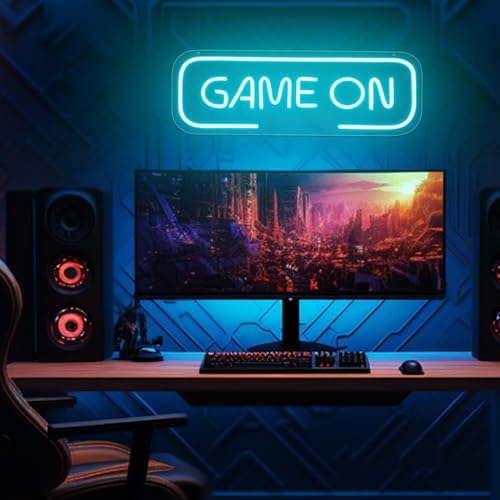 Ice Blue GAME ON Signs,USB Powered Gaming Letter Neon Sign - Image 5