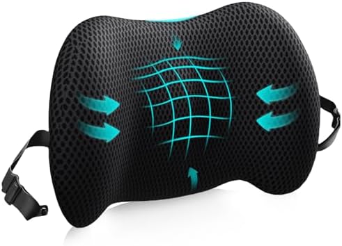 Lumbar Support Pillow for Office Chair, Memory Foam Car Back Cushion | Lumbar Pillow Lower Back with 4d Mesh Cover Adjustable Straps, Ergonomic Chair Back Pillow for Office, Car, Gaming Chairs by BYMECOST