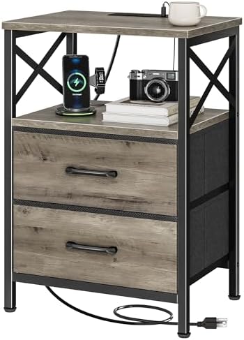 Huuger Night Stand with Charger Station, USB-C Port, End Table by Huuger
