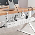 Under Desk Cable Management Tray, Expandable Length 25.2"-38.6",No Drill No Damage to Desk,Cable Tray with Clamp for with Wire Management,for Cord Organizer for Home Office Standing Desk, White by Babosas