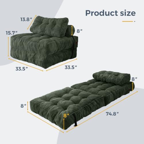 MAXYOYO Folding Sofa Bed, Convertible Chair Bed with Pillow - Image 2