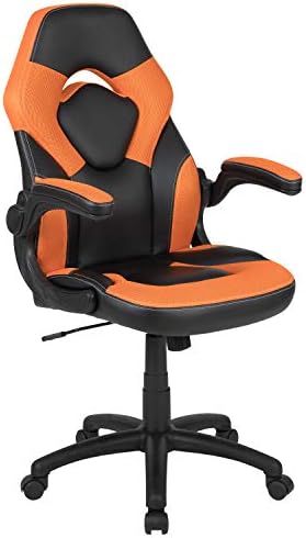 Flash Furniture X10 Gaming Chair Racing Office Ergonomic Computer PC Adjustable Swivel Chair with Flip-up Arms, Orange/Black LeatherSoft | Ergonomic, Flip-up Arms, Height Adjustable, Racing Style by FlashFurniture