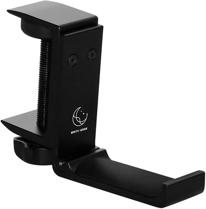 Under Desk Headphone Hanger, Foldable Aluminum Headset Hook for Clean Desk Setup, Space Saving Clamp Mount for Gaming & Home Office by WhiteLunar