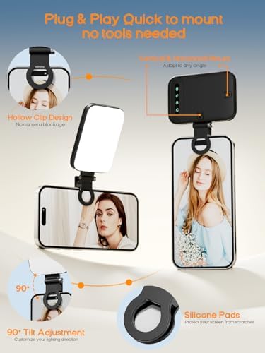 Selfie Light Rechargeable Phone Light Clip-On – Portable LED Selfie Light with 3 Color Modes & 10 Brightness Levels for iPhone, TikTok, Makeup, Vlogging, Live Streaming, Zoom - Image 6