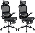 SIHOO B100 PRO Ergonomic Office Chair with Footrest, Mesh Office Chair with Adaptive Lumbar Support, Computer Chair with Wide Headrest, Desk Chair with 360° Rotatable Flip-Up Armrests, Jet Black by SIHOO