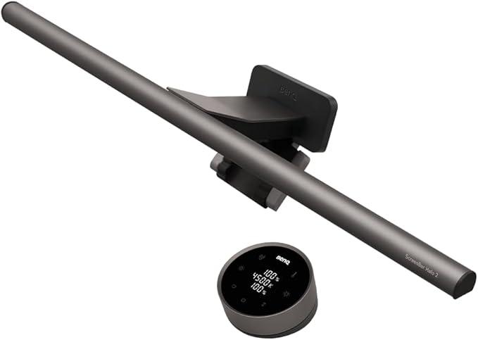BenQ ScreenBar Halo 2 LED Monitor Light Bar - Wireless Controller, Backlight, Motion Sensor, Adjustable Brightness/Color Temperature, Eye-Care, No Screen Glare, Fits Curved Monitor, Monitor Accessory by BenQ