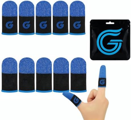 10-Pack Gaming Finger Sleeves, Compatible with All Touchscreen Devices by Geleisens