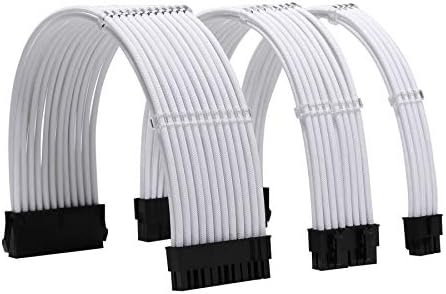 Formulamod Sleeve Extension Power Supply Cable Kit 18AWG ATX 24P+ EPS 8-P+PCI-E8-P with Combs for PSU to Motherboard/GPU (White) by Formulamod