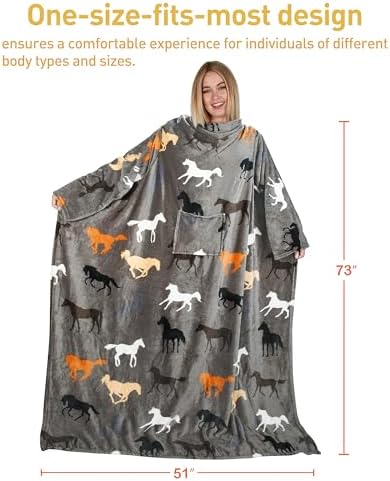 Catalonia Wearable Blanket with Sleeves for Women & Men, Fleece Wrap Throw - Image 3