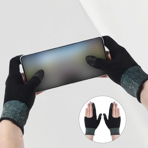 Ultra-Thin Mobile Gaming Gloves, Gaming Gloves for Sweaty Hands, Touchscreen Gaming Finger Sleeves for Phone Tablet Game Players Streamer (Black + Green) - Image 4