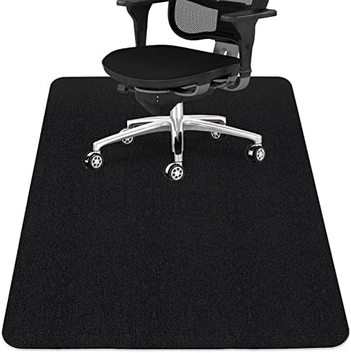 Sycoodeal Office Chair Mat for Hardwood Floor,Office Computer Gaming Chair Mat for Tile Floor,Large Floor Protector Rug,Anti-Slip,Easy to Clean,Pure Black(55"x36") by SYCOODEAL
