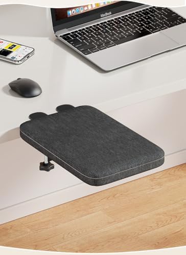 Foldable Armrest Desk Mount - Metal Support + Cushioned Pad for Wrist Relief, Ergonomic Workstation Accessory (Grey) - Image 2