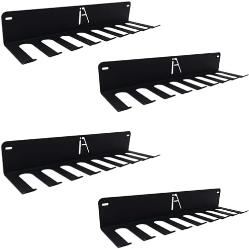 IRON AMERICAN USA Omega Gym Storage Rack 9 OR 11 Hook Heavy-Duty Gym Wall Organizer Gym Caddy Hanger, Gym Accessory Storage - Resistance Bands, Jump Ropes (OMEGA GYM RACK (4-PACK)), BLACK by IRONAMERICAN