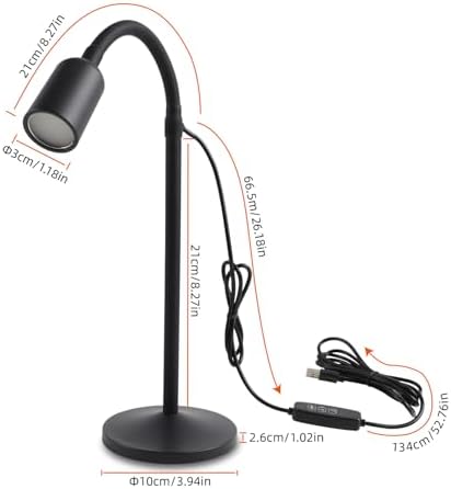 DAMI Small Desk Lamp with Flexible Gooseneck, USB Reading Light Nightstand with 3 Color Temperatures, Dimmable Eye-Caring Bedside Table Lamp for Home Office Bedroom Dorm RV - Black - Image 4