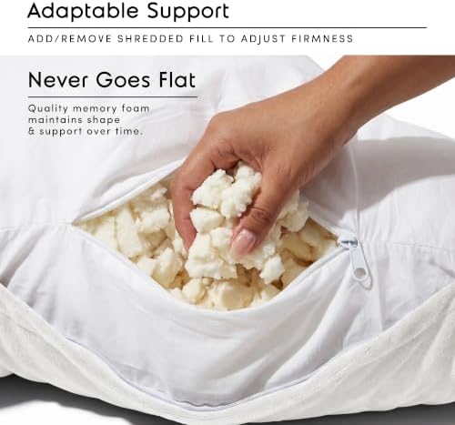 Nestl Reading Pillow for Bed, Back Pillow for Sitting Up in Bed, White | 18” Backrest Pillow with Arms, Adjustable Support, Shredded Memory Foam Fill, OEKO-TEX, College Dorm Essentials for Adults - Image 3