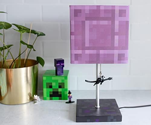 Minecraft Nether Portal Desk Lamp with Ender Dragon Pull | Nightstand Table Lamp with LED Mood Light for Bedroom, Desk, Living Room, Playroom | Home Decor Kids Room Essentials | Video Game Gifts - Image 4
